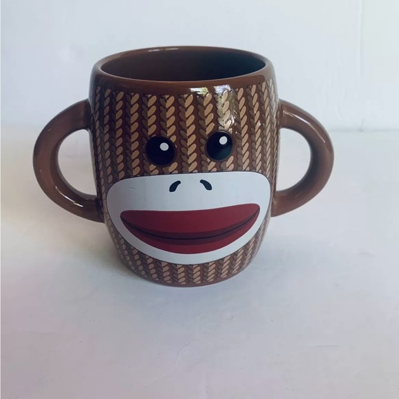 Sock monkey mug, double handle - Picture 1 of 3